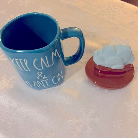 Rae Dunn Coffee Cup Tea Mug with Lid Keep Cam and Plant On Excellent no chips - Picture 3 of 5